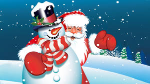 Animated Snowman And Santa Claus Wallpaper