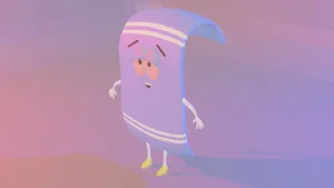 Animated Towel Character Standing Wallpaper