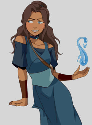 Animated Waterbender Girl Illustration Wallpaper