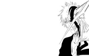 Anime Art Black And White Bleach Ichigo Half Transformation Wallpaper