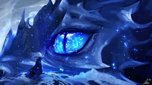 Anime Blue Girl With Dragon Wallpaper