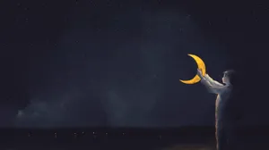 Anime Boy Night Scenery Wallpaper