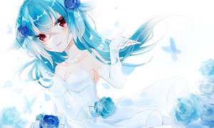 Anime Bride With Blue Hair Wallpaper