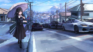 Anime Cars Cruising The Night Streets Wallpaper