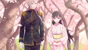 Anime Characters Cherry Blossoms Wallpaper