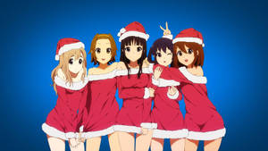 Anime Christmas K-on Santa Girls Wallpaper