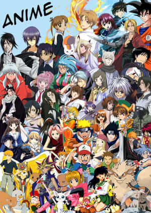 Anime Collage: A Blend Of Popular Characters Wallpaper