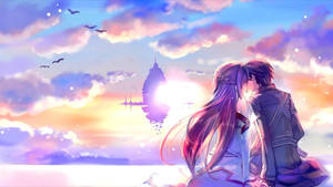 Anime Couple Hug Ocean Wallpaper