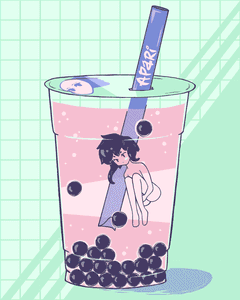 'anime Fan? Enjoy A Colorful Bubble Tea While Watching!' Wallpaper