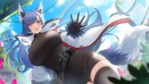 Anime Fox Girl Peace Sign Wallpaper