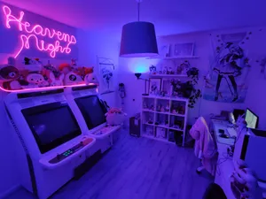 Anime Gamer Room Neon Glow Wallpaper