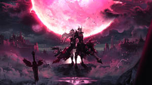 Anime Gaming Blood Moon Hero Wallpaper