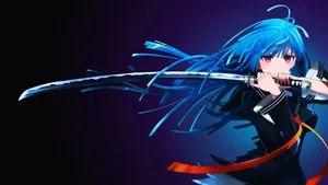 Anime Gaming Blue Blade Girl Wallpaper