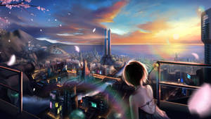 Anime Gaming Cityscape View Wallpaper