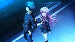 Anime Girl And Blue Boy Wallpaper