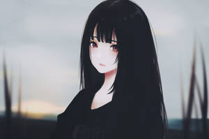 Anime Girl Black Hair Wallpaper