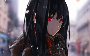 Anime Girl Hoodie With Red Eyes Wallpaper