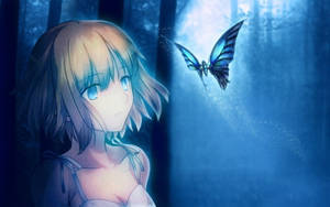 Anime Girl Night Butterfly Wallpaper