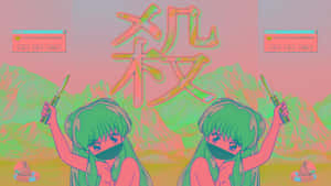 Anime Girl Pastel Pink Aesthetic Computer Wallpaper