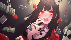 Anime Girl Playing Cards Wallpaper