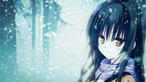 Anime Girl Sad Alone In Snowy Forest Wallpaper