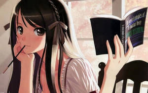Anime Girl Studying A Book Wallpaper
