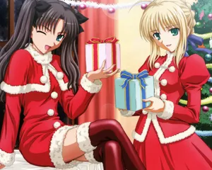 Anime Girls Celebrating New Years Wallpaper