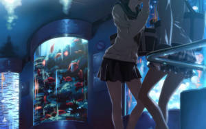 Anime Girls In Aquarium Wallpaper