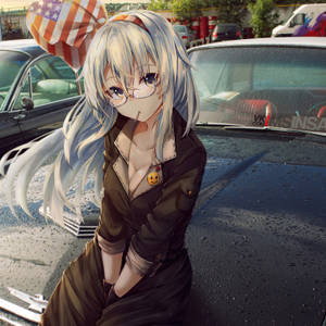 Anime Ipad Girl On Car Wallpaper