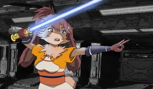 Anime Jediwith Lightsaber Star Wars Visions Wallpaper