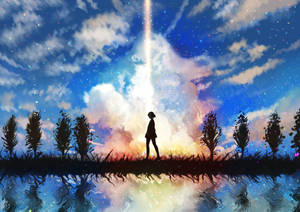 Anime Landscape Sky Of Stars Wallpaper