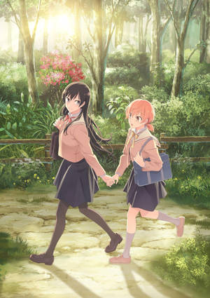 Anime Lesbians In Forest Wallpaper