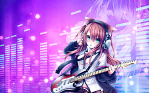 Anime Musician Neko Girlwith Guitar Wallpaper