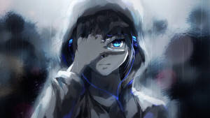 Anime Profile Girl In Rain Wallpaper