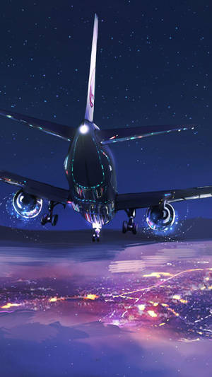 Anime Purple Airplane Iphone Wallpaper