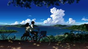 Anime Scenery Couple On Bike