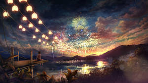 Anime Scenery Fireworks