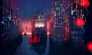 Anime Scenery Floating City Wallpaper