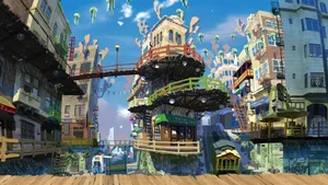 Anime Scenery Houses Wallpaper