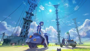 Anime Scenery Power Lines Wallpaper