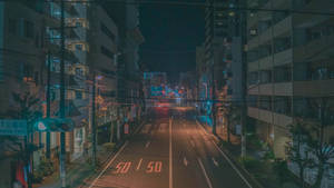 Anime Scenery Street At Night Wallpaper