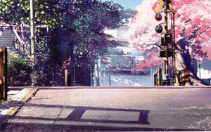 Anime Scenery Traffic Lights Wallpaper