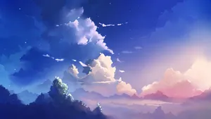 Anime Scenery Tree Tops Wallpaper