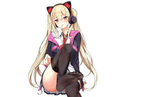 Anime Schoolgirl With Cat Ears Headphones Wallpaper