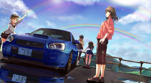 Anime Style Subaru Wrx Drifting Action Wallpaper