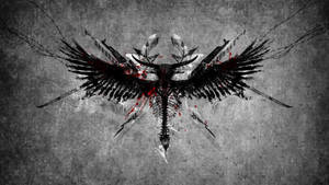 Anime Symbols Angel Warrior On Gray Aesthetic Wallpaper