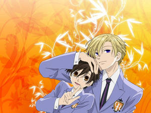 Anime Tamaki-haruhi In School Uniforms Wallpaper