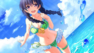 Anime Woman Bikini In Green Wallpaper