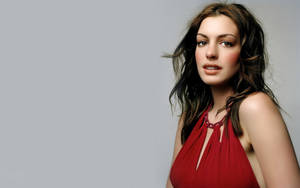 Anne Hathaway In Red Dress Wallpaper