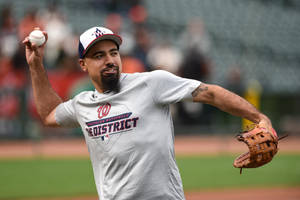 Anthony Rendon Throwing Baseball In Casual Clothes Wallpaper